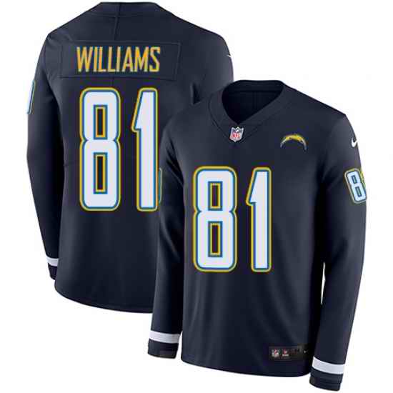 Nike Chargers #81 Mike Williams Navy Blue Team Color Men Stitched NFL Limited Therma Long Sleeve Jersey